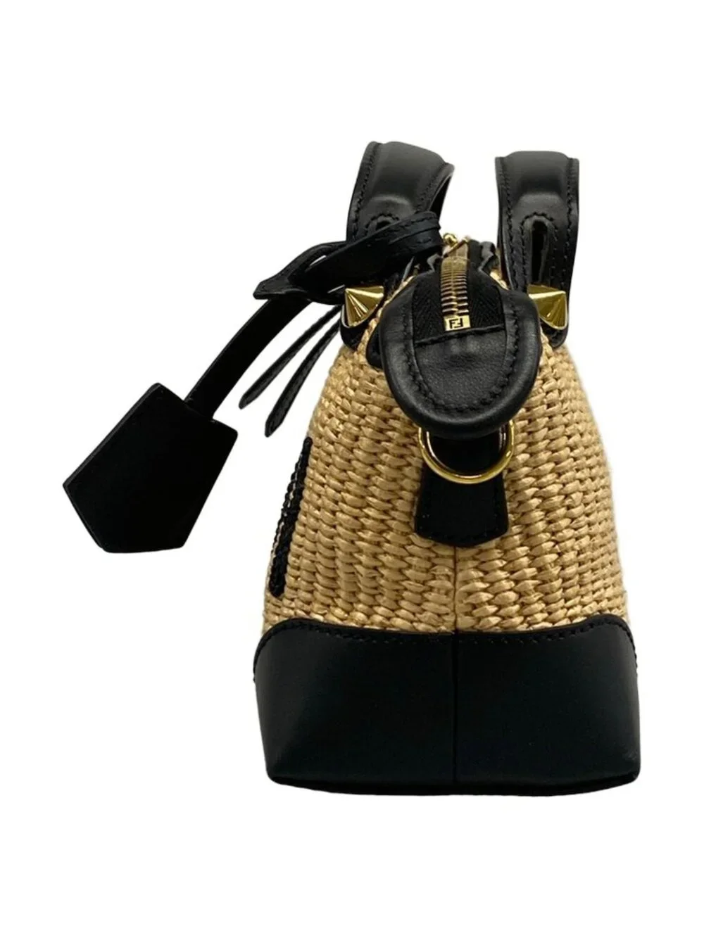 Fendi Handbag Mini Visible Beige Black Leather
